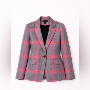 2-Piece Bundle: Halogen Plaid Blazer (S) + Ivanka Trump Hot Pink Top (M)